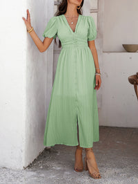 V-Neck High Waist Split Dress