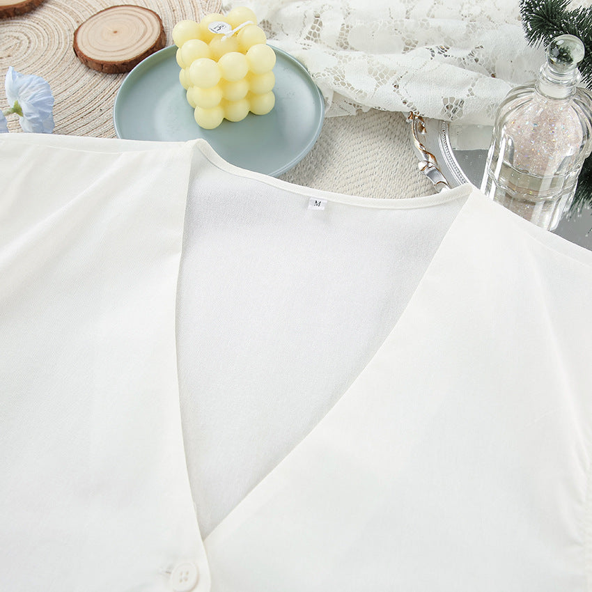 White V neck Cotton Linen Sleeveless Waistcoat Vest Trousers Spring Summer Two Piece Sets for Women