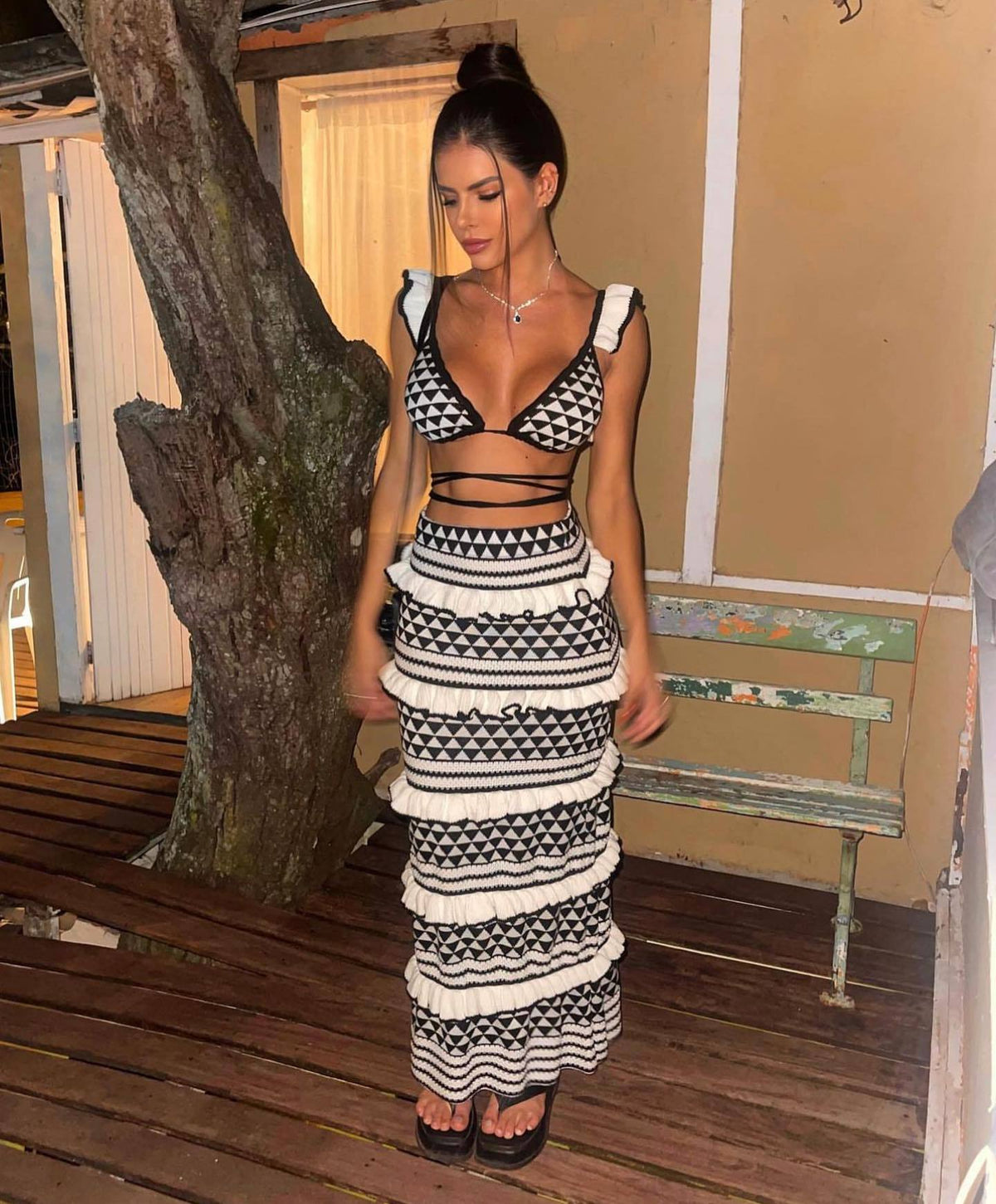 Striped Camisole Top and Mini Skirt Set
