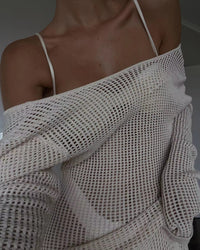 Mesh Cutout Knit Maxi Beach Dress