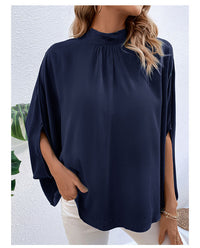 Solid Color Cutout Tie Shirt