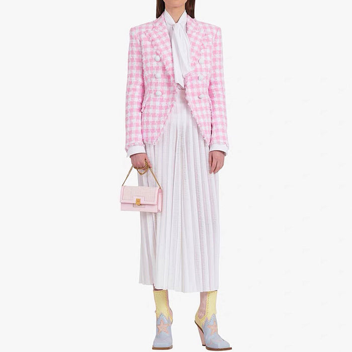 Classic Houndstooth Tweed Business Blazer