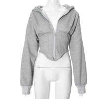 Cropped Hooded Cardigan Jacket