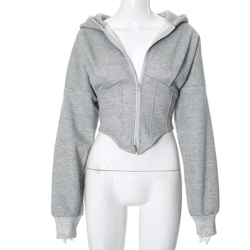 Cropped Hooded Cardigan Jacket