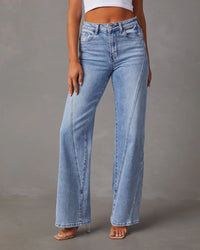 Loose Stitching Wide Leg Women's Jeans