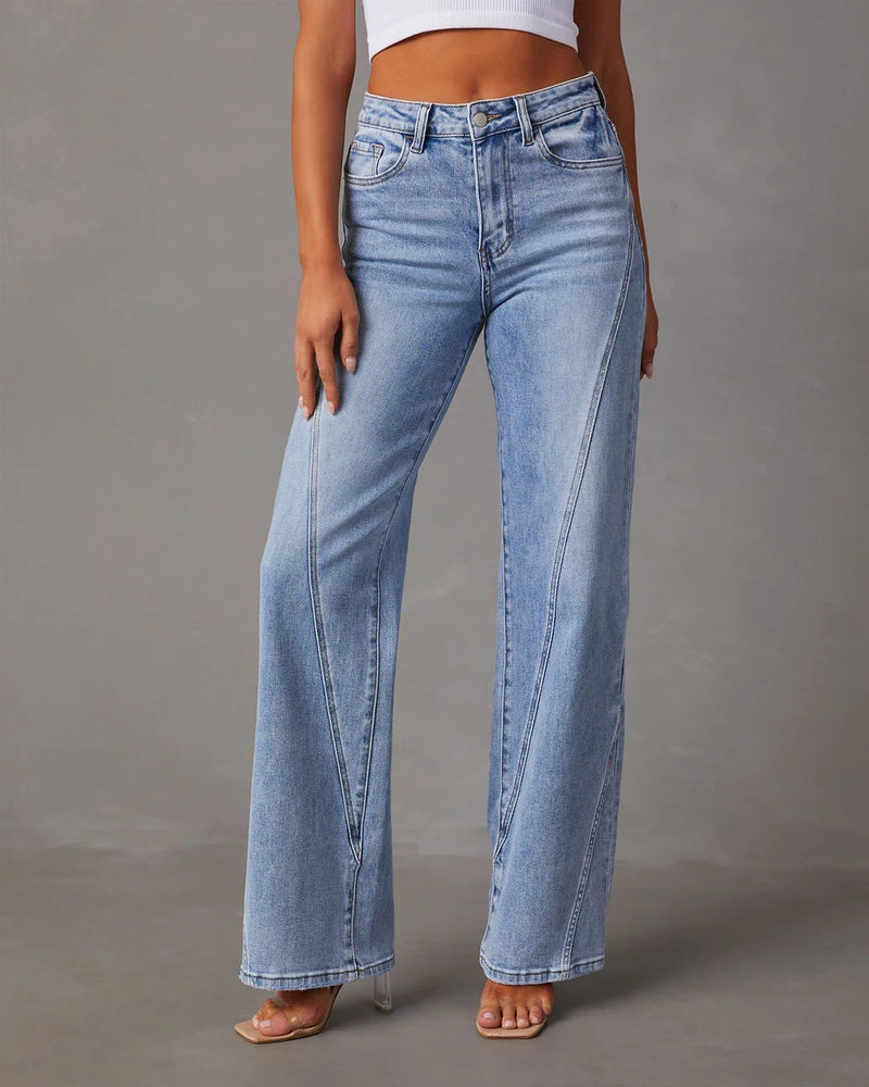 Loose Stitching Wide Leg Women's Jeans