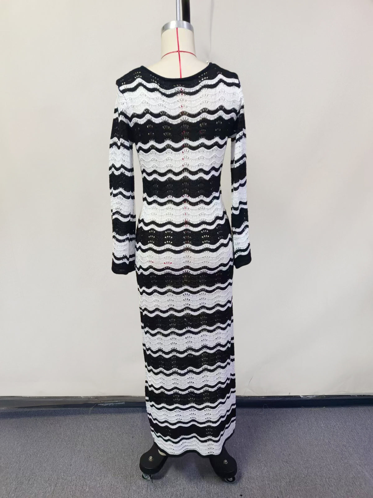 Striped Knitted Hollow-Out Beach Dress
