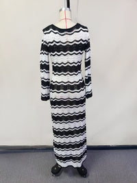 Striped Knitted Hollow-Out Beach Dress