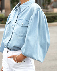 Autumn Winter Casual Washed Denim Shacket