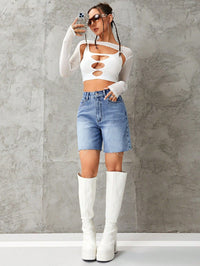 Casual High-Waisted Denim Shorts