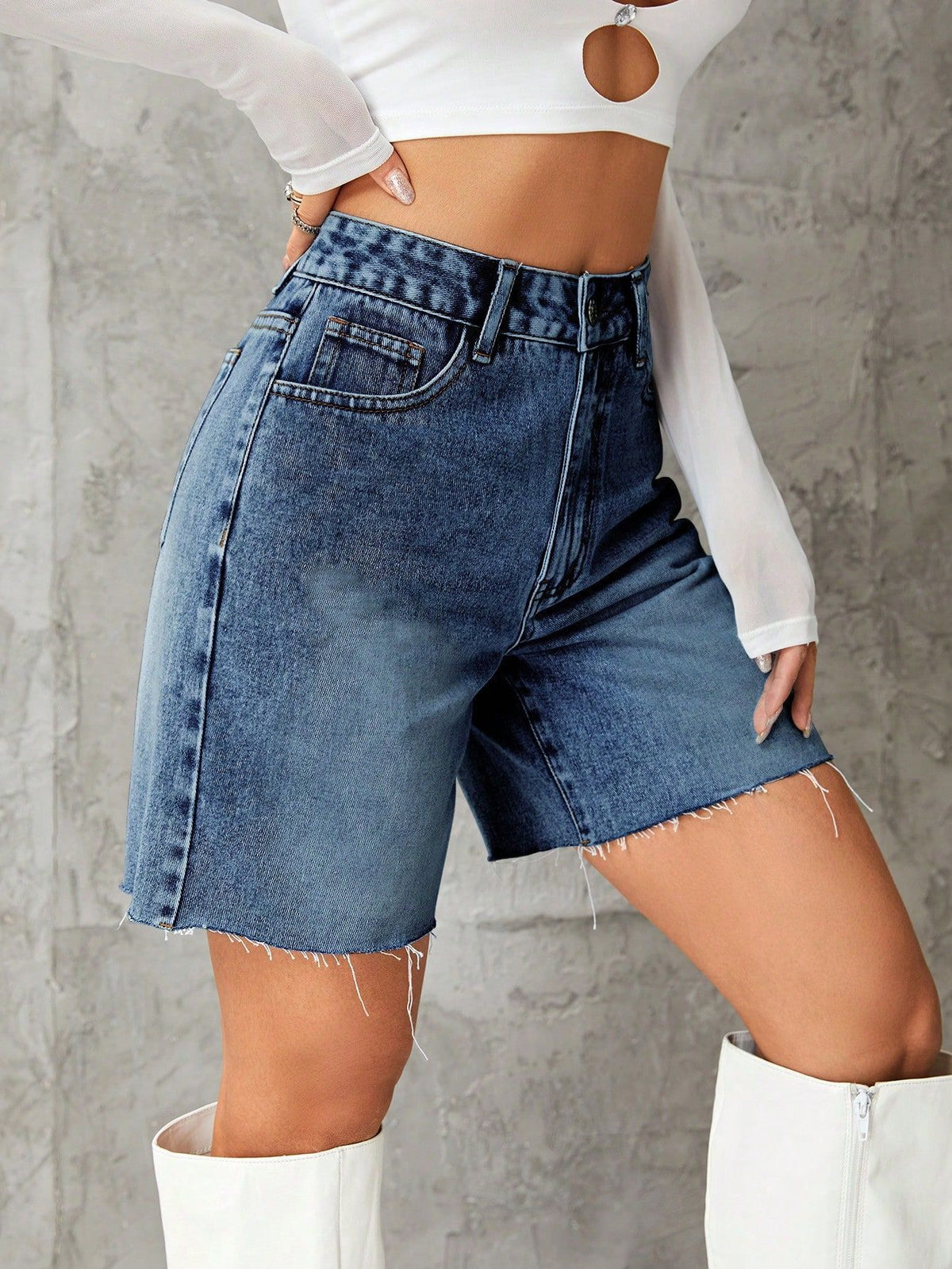 Casual High-Waisted Denim Shorts