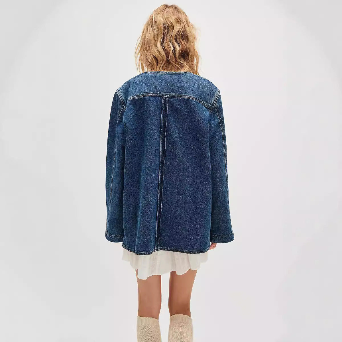 Autumn Casual Wear Simple Loose Retro Fashionable Women's Cowboy Coat