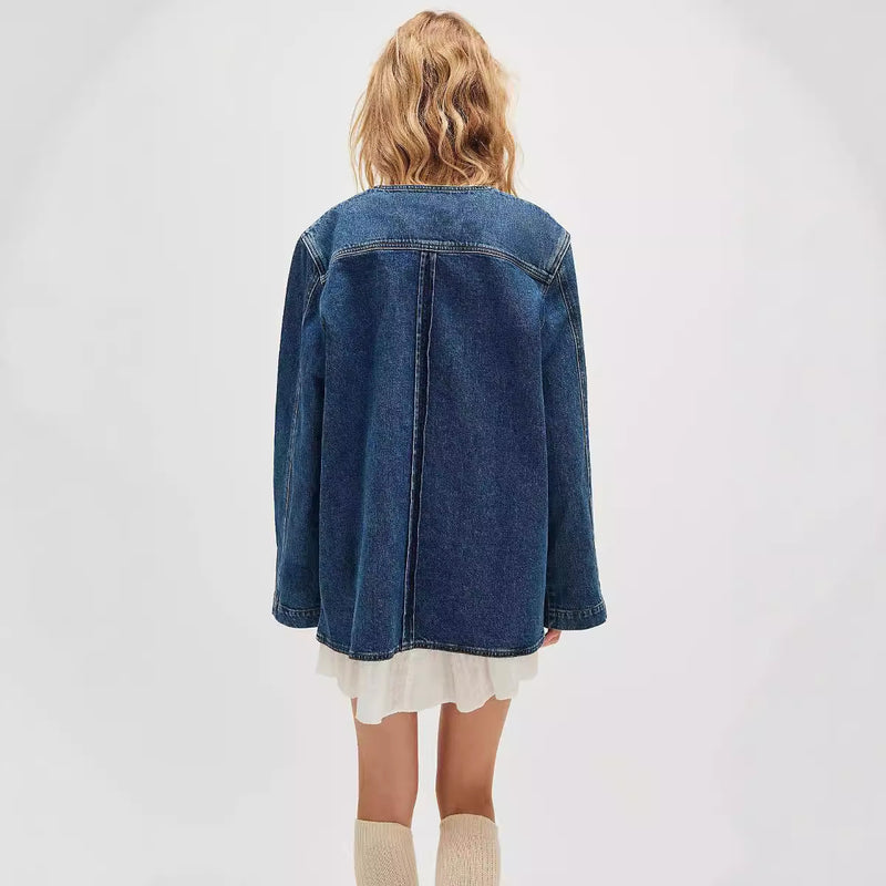 Autumn Casual Wear Simple Loose Retro Fashionable Women's Cowboy Coat