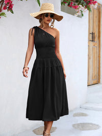Summer Women Clothing Shoulder Smocking Dress