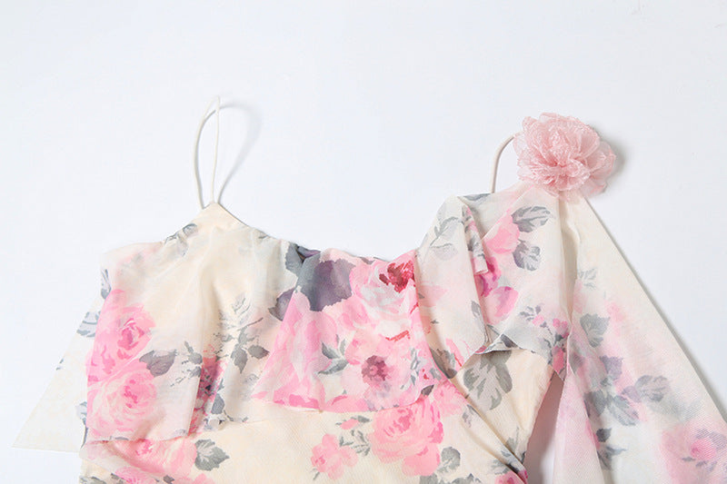 French Ruffled Off-Shoulder Dress