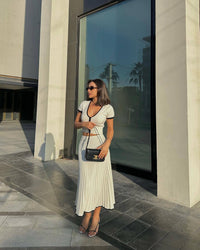 Cardigan and Pleated Skirt Set