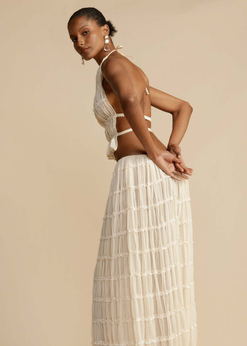Backless Lace-Up Halterneck Sling Top Set