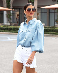 Autumn Winter Casual Washed Denim Shacket