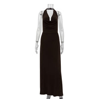 Sexy Halterneck Vest Dress Women Long Backless Party Evening Dress
