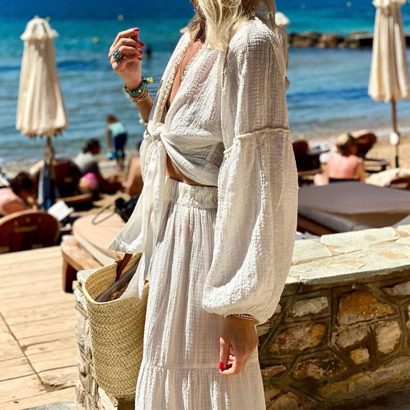 Bohemian Puff Sleeve Two-Piece Set
