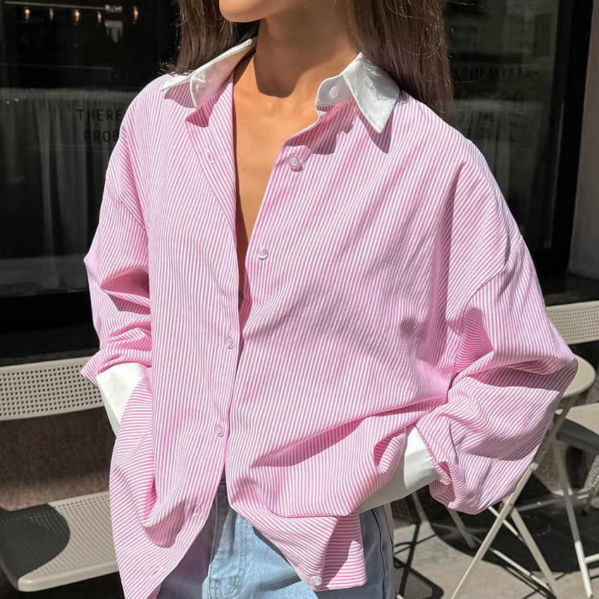 Contrast Striped Knit Polo Shirts