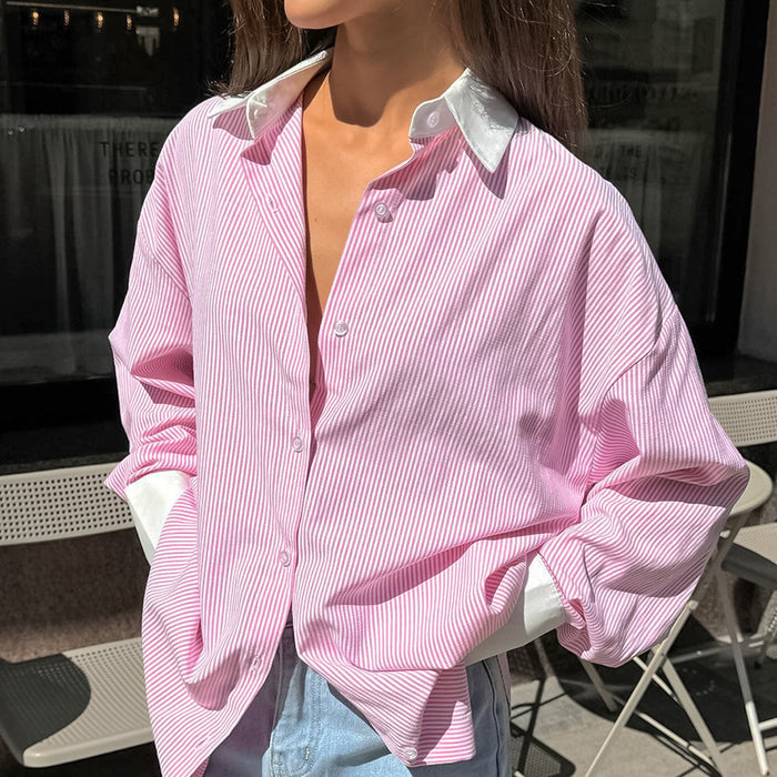 Contrast Striped Knit Polo Shirts