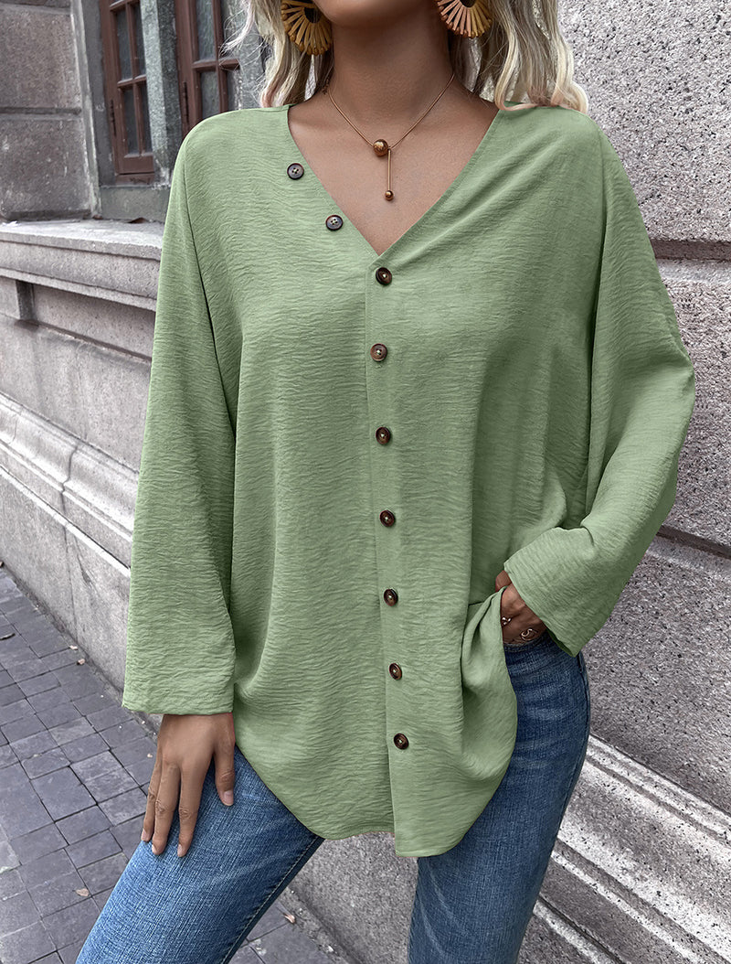 Single-Breasted Long-Sleeved Cardigan Shirt