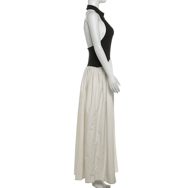 Loose Fit Backless Stitch Maxi Dress