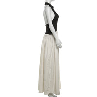 Loose Fit Backless Stitch Maxi Dress