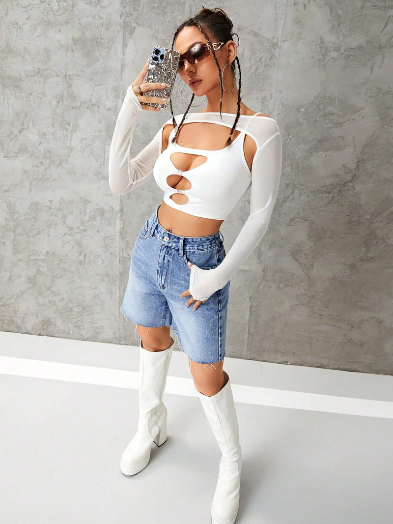 Casual High-Waisted Denim Shorts