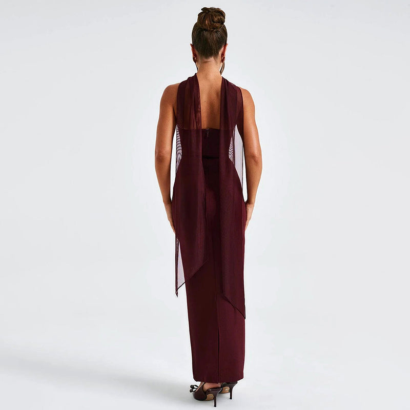 Cinched Waist Tube Top Long Dress