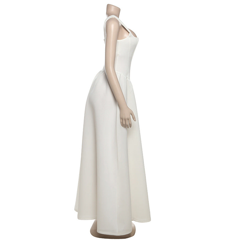 French Square Collar Backless Dress