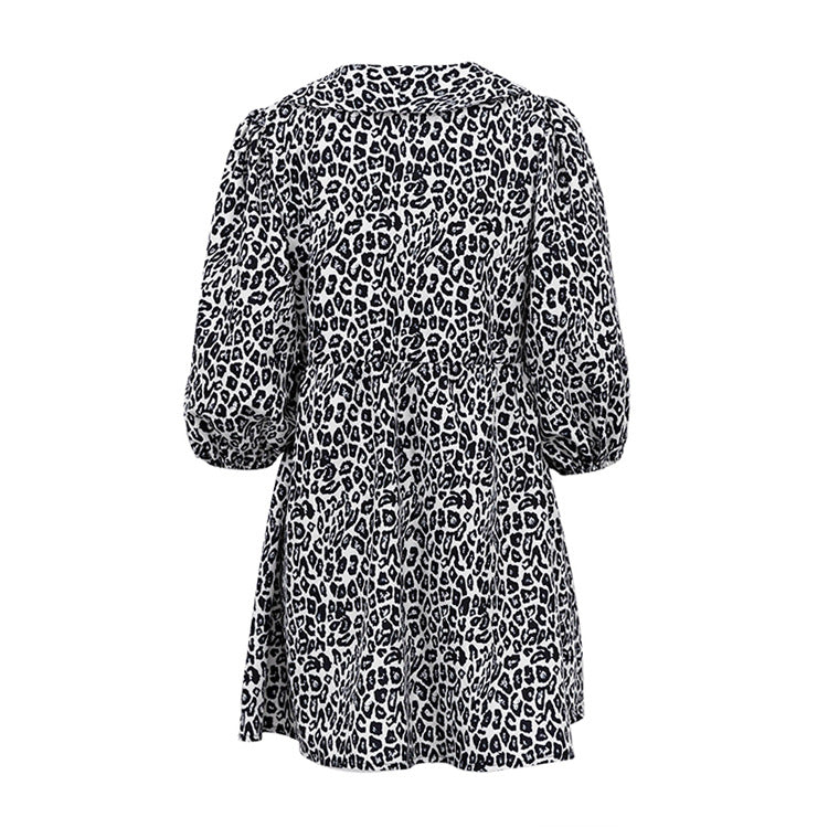 Peter Pan Collar Leopard Print Elegant Spring Dress