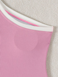One-Shoulder Solid Color Swimsuit