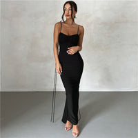 Backless Slim Fit Sheath Long Dress