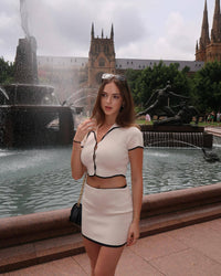 Black Contrast Trim Knitted Set