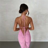 Backless Slim Fit Sheath Long Dress