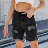Summer Washed Casual Ripped Denim Shorts