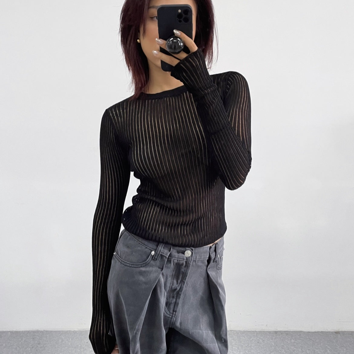 Thin Breathable Long Sleeve Knit Top