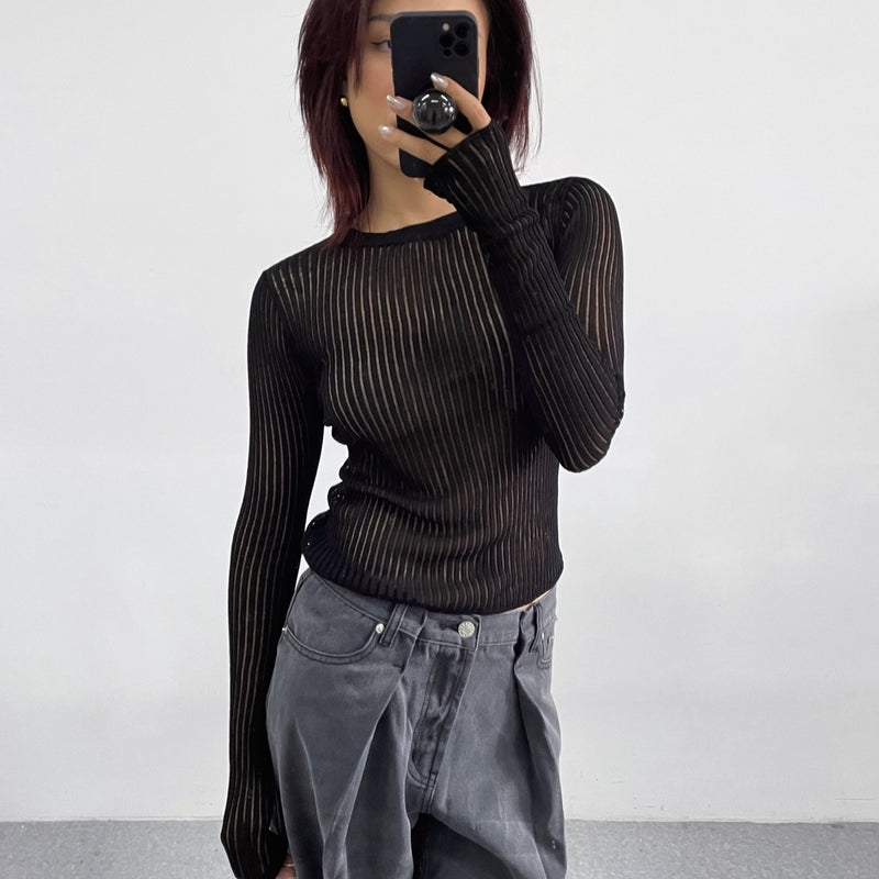 Thin Breathable Long Sleeve Knit Top