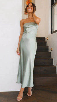 Cutout Backless Tube Top Midi Dress