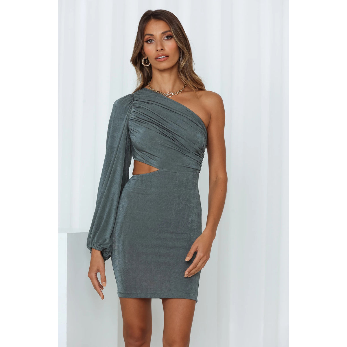 Spring Summer Off-The-Shoulder High Elastic Short Dress