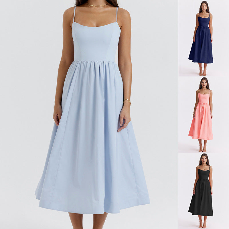 Backless Spaghetti Strap Swing Dress