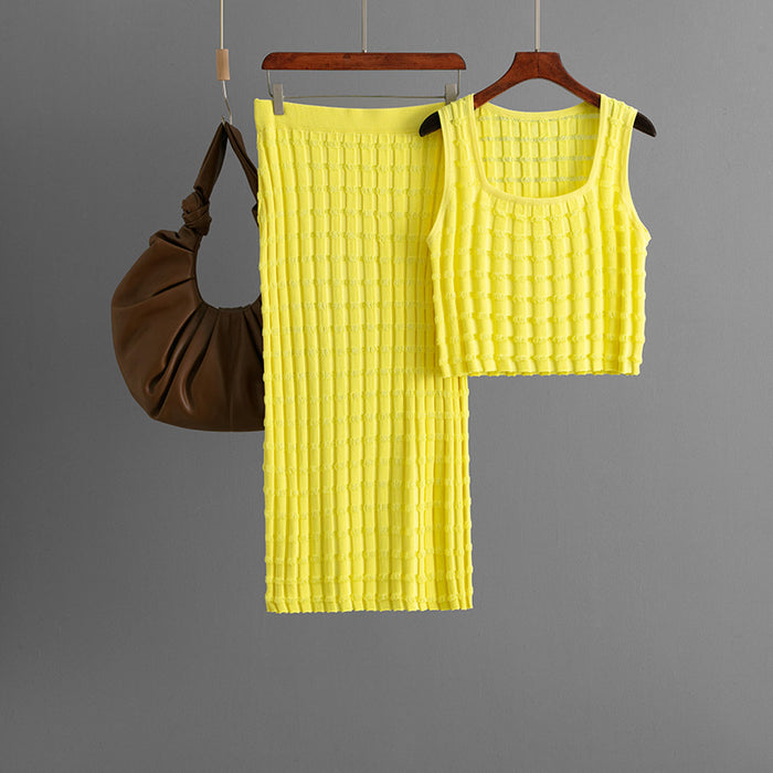 Knit Sleeveless Vest and skirt Set