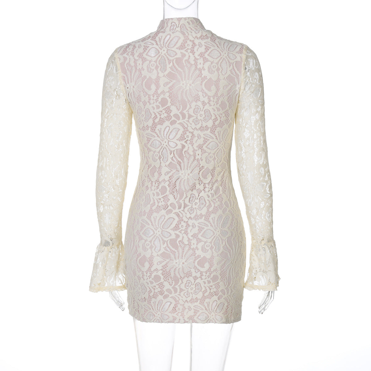Lace Cutout Long Sleeve Mini Dress