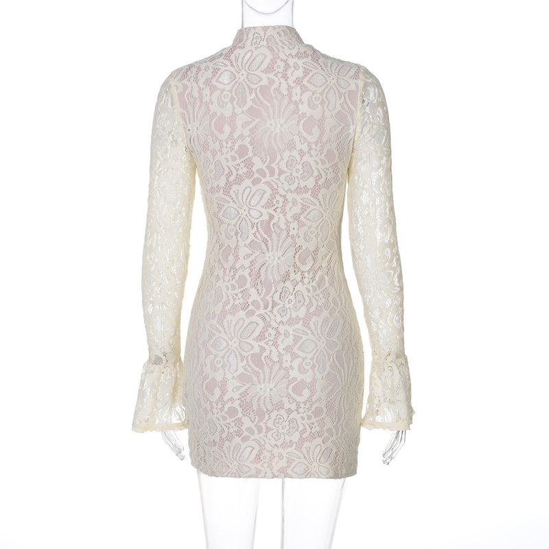 Lace Cutout Long Sleeve Mini Dress