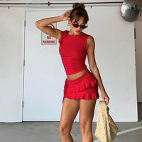 Elegant Sleeveless Top and Skirt Set