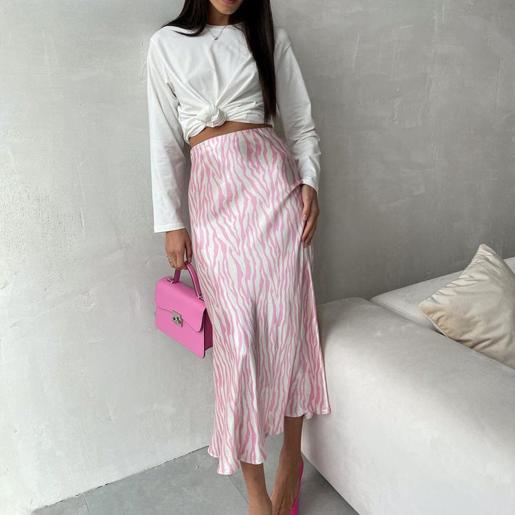 High-Grade French Printed Fishtail A-Line Skirt