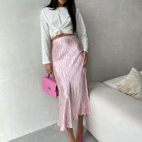 High-Grade French Printed Fishtail A-Line Skirt
