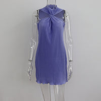 Off-Shoulder Twisted Pleated Short Dress